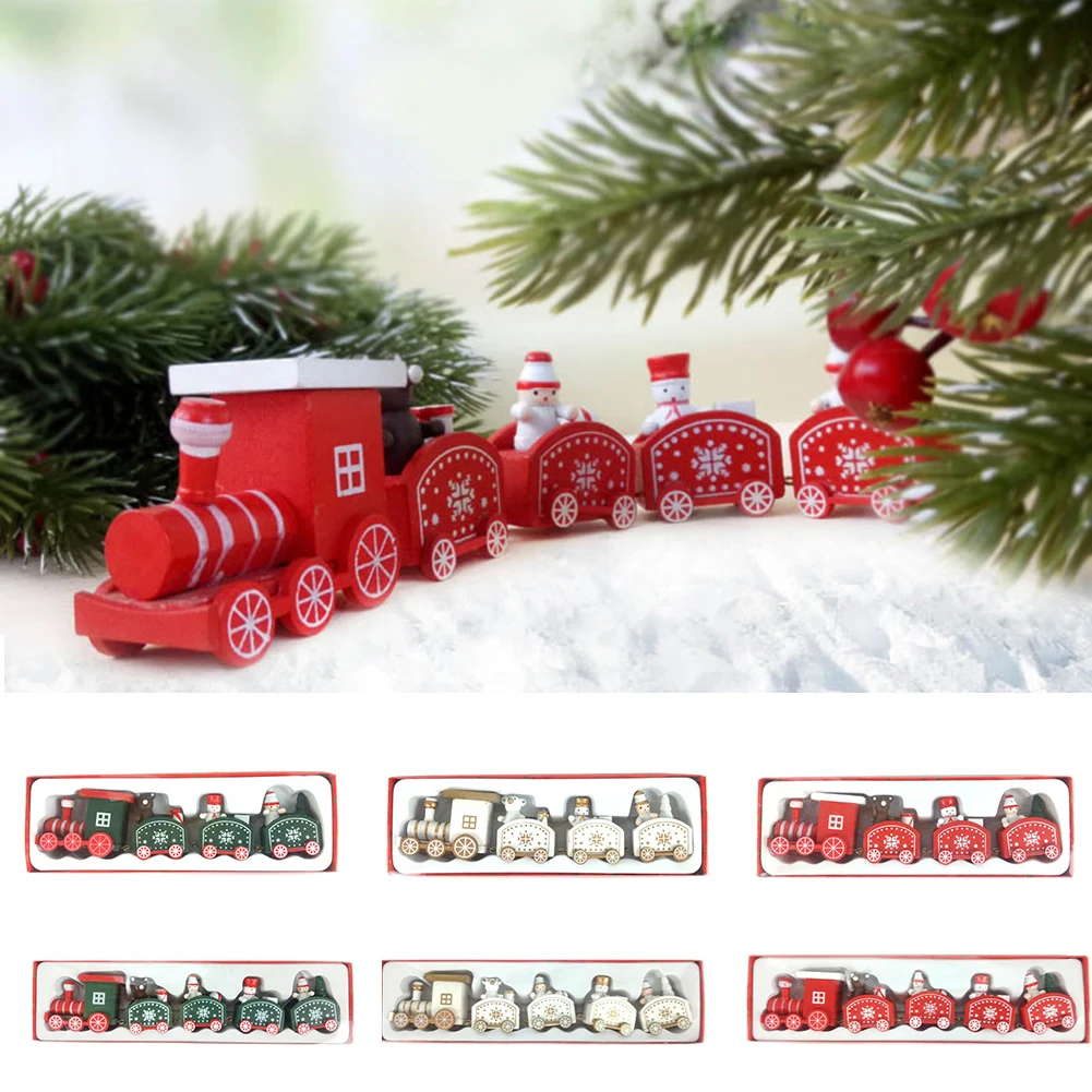 

4/5-Section Train 3D DIY Manual Assembly Sled Wooden Table Decoration Ornaments Set-Unique Gift for Christmas Birthday O