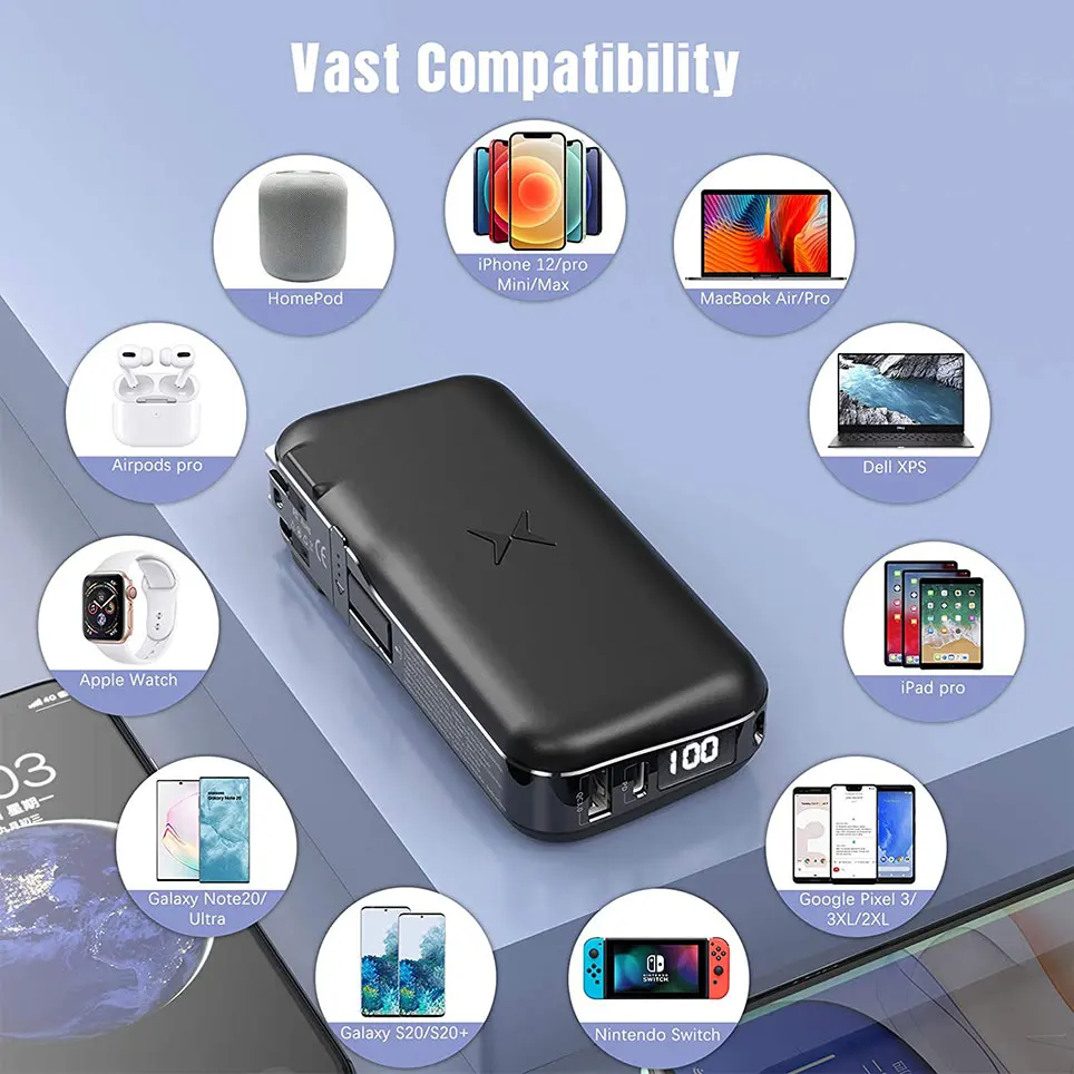 

Dual wireless chargers and power banks for mobile phones and laptops-compact and portable fast-charging battery charger