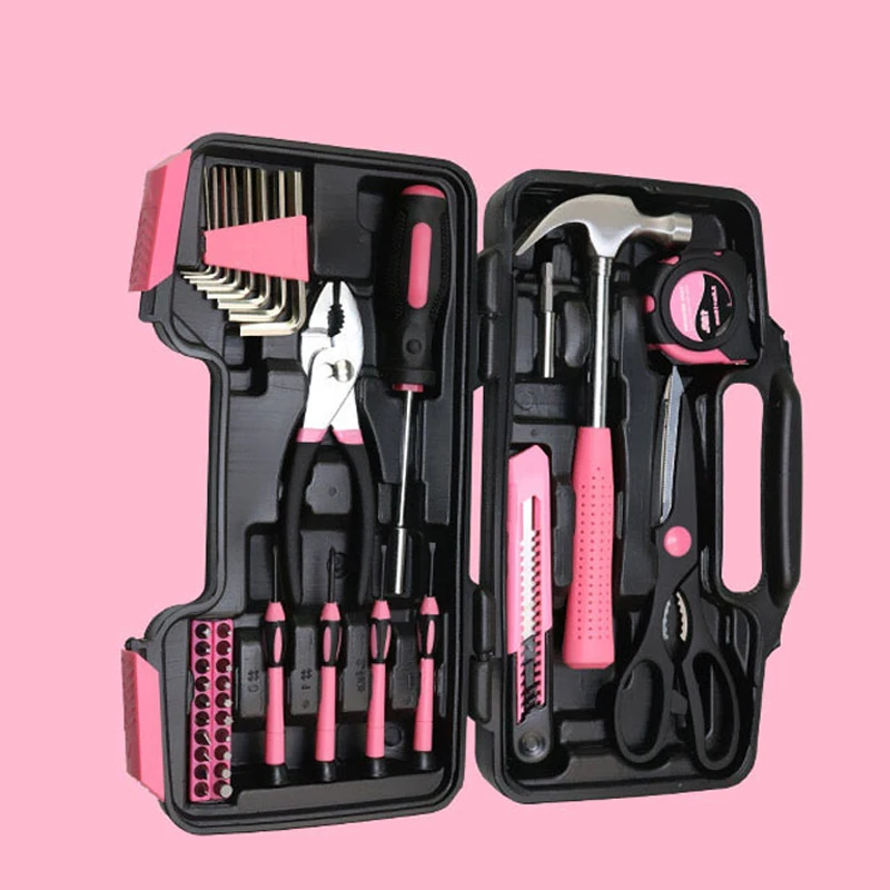 

39PCS Pink Tool Kit for Girls Ladies Women All Purpose Household Repairing Tools for Home Garage Office and College LB88