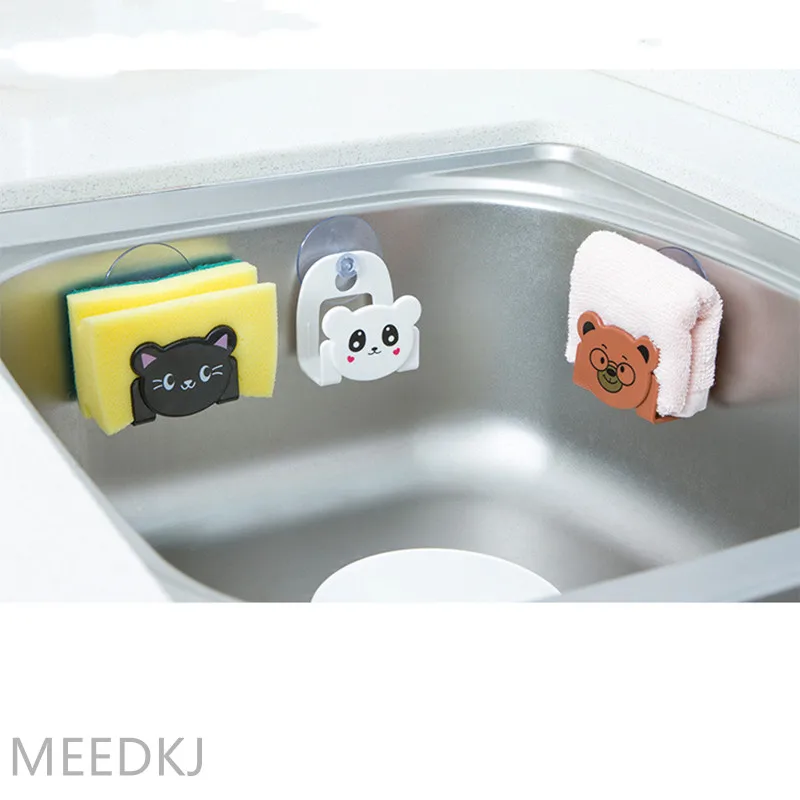 

1pcs cartoon kitchen sponge rag storage rack, multi-sink rack, suction cup bathroom debris rack
