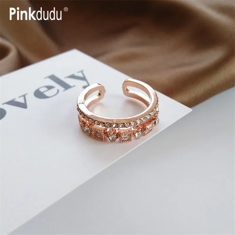 Женское кольцо в стиле бохо Pinkdudu корейское милое Двухслойное романтическое с кристаллами вечерние