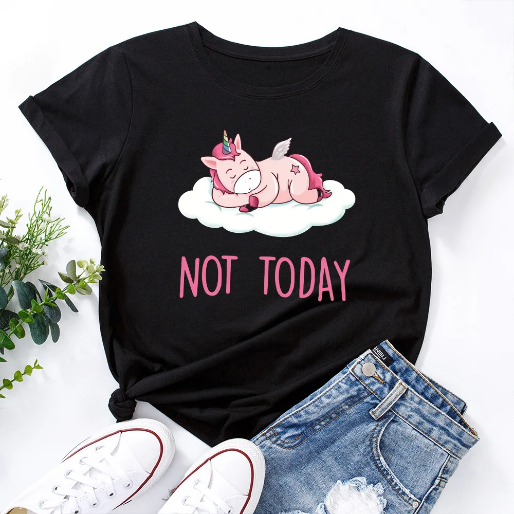 

Plus Size T-Shirt Women New Cloud Unicorns Print Women Shirts O Neck Short Sleeve Tees 100%Cotton Top Summer Woman Tshirts