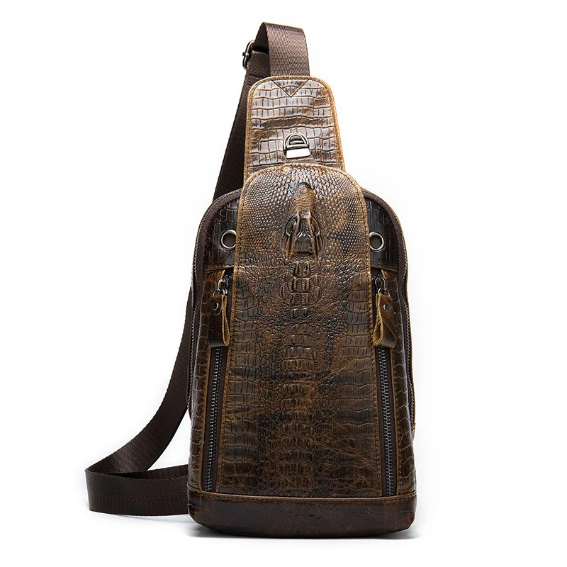 

Luufan 2021 Genuine Leather chest bag for men casual Shoulder messenger bags fashion chest pack large capacity Business bag's