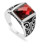 Мужское кольцо в стиле ретро панк из нержавеющей стали с красным Цирконом