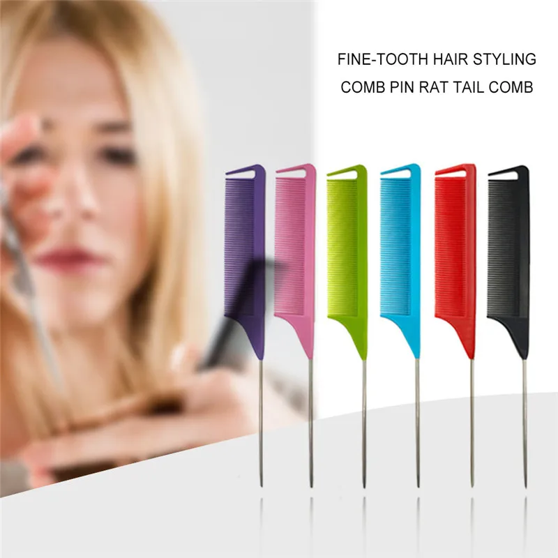 Модная черная Расческа с тонкими зубьями металлическая шпилька Антистатическая