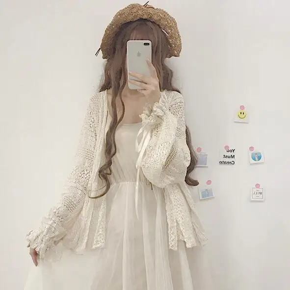 Летняя женская рубашка в японском стиле девушка Мори милое кружевное платье