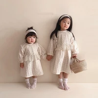 2022 autumn new baby girl long sleeve clothes elegant white lace girls dress baby bodysuit kids princess dresses twin clothing