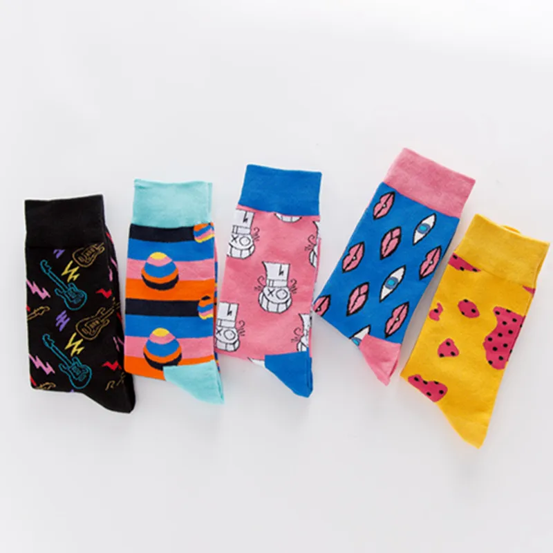 Счастливые носки Новое поступление с гитарами клоуны шарики узоры брендовые