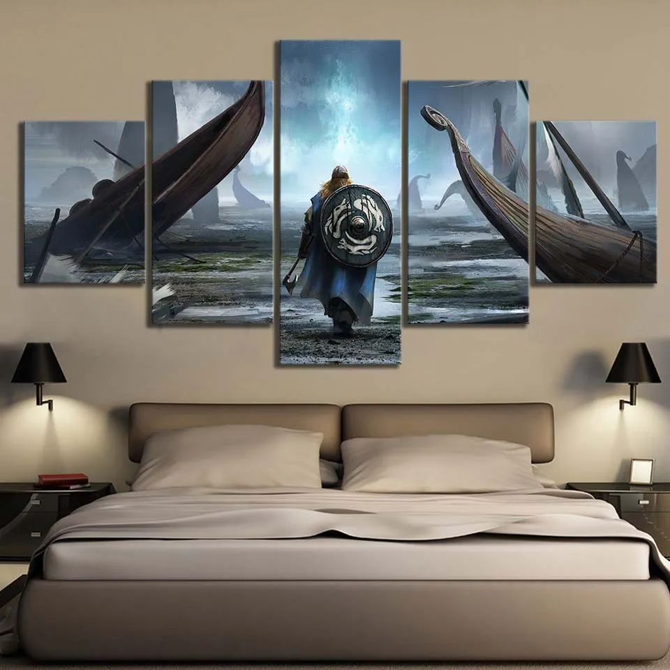

5pcs Vikings Movie Poster Wall Art Home Decor Modular Pictures Canvas HD Printed Poster Paintings For Living Room Decoration