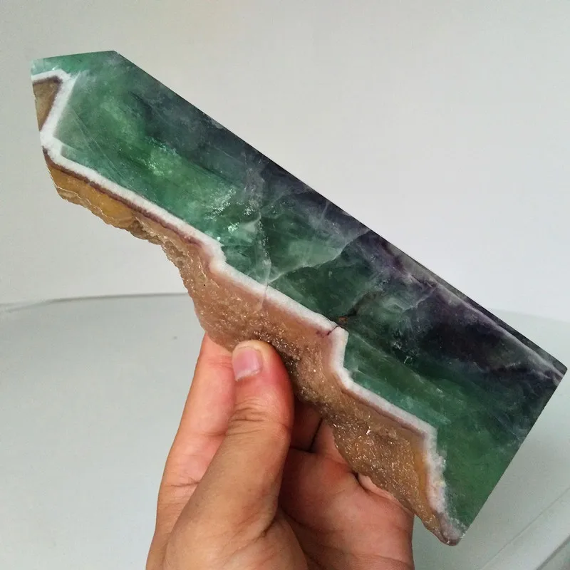 Натуральный камень зеленая флюоритовая Хрустальная палочка ТОЧКА фэн шуй сырой