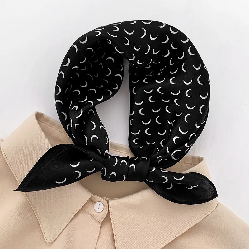 53cm 100% Silk Satin Hair Scarf For Women Handkerchief Printed Bag Female Square Head Bandana Small Neck Scarves Ladies 2023 |