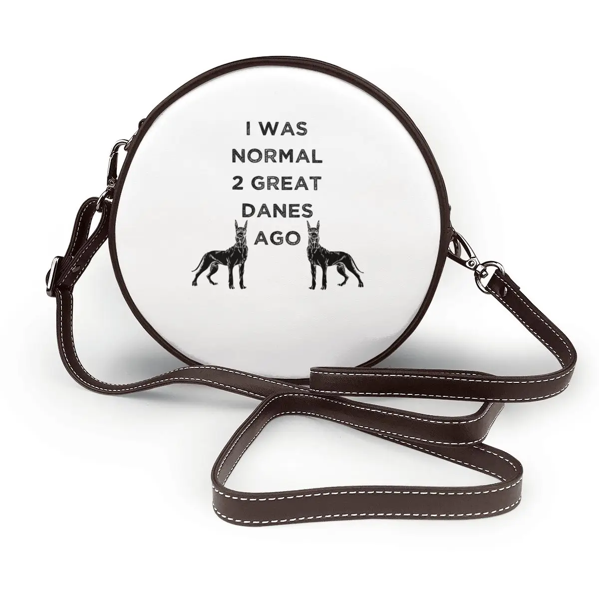 

Great Dane Shoulder Bag Stylish Leather Travel Round Bag Woman Gifts Purse