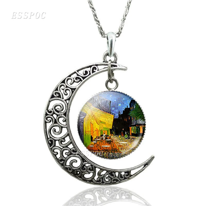 Ван Гог арт полумесяц ожерелье Звездная ночь Подсолнух картина маслом