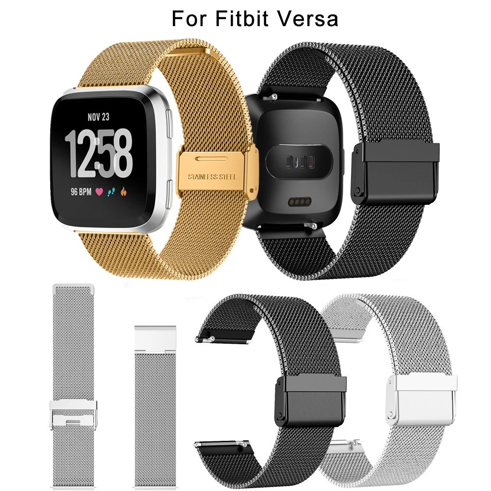 

Hot sale Milanese Stainless Steel Mesh Band Replacement Wristbands Bracelet Watch Band Strap For Fitbit Versa Smart Watch Belt