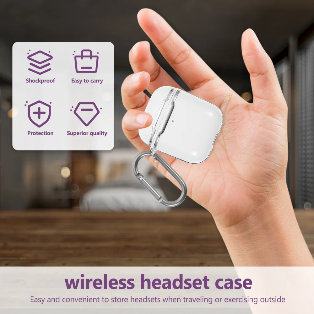 

Wireless Headset Shell with Carabiner Protective Case Compatible for Airpods 1/2
