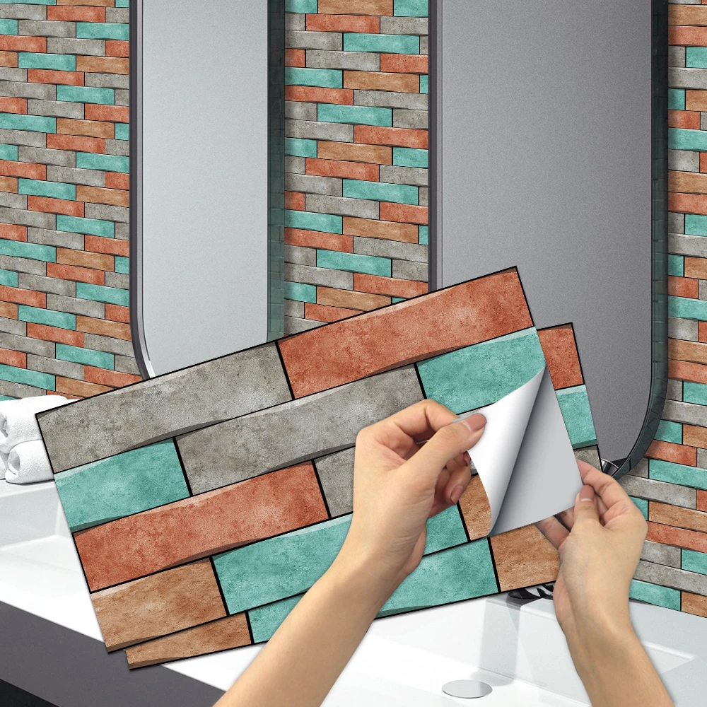 

New Classical Matte Color Brick Waterproof Home Decoration Wall Stickers Frosted Tile Wall Paper Design Kitchen Bathroom
