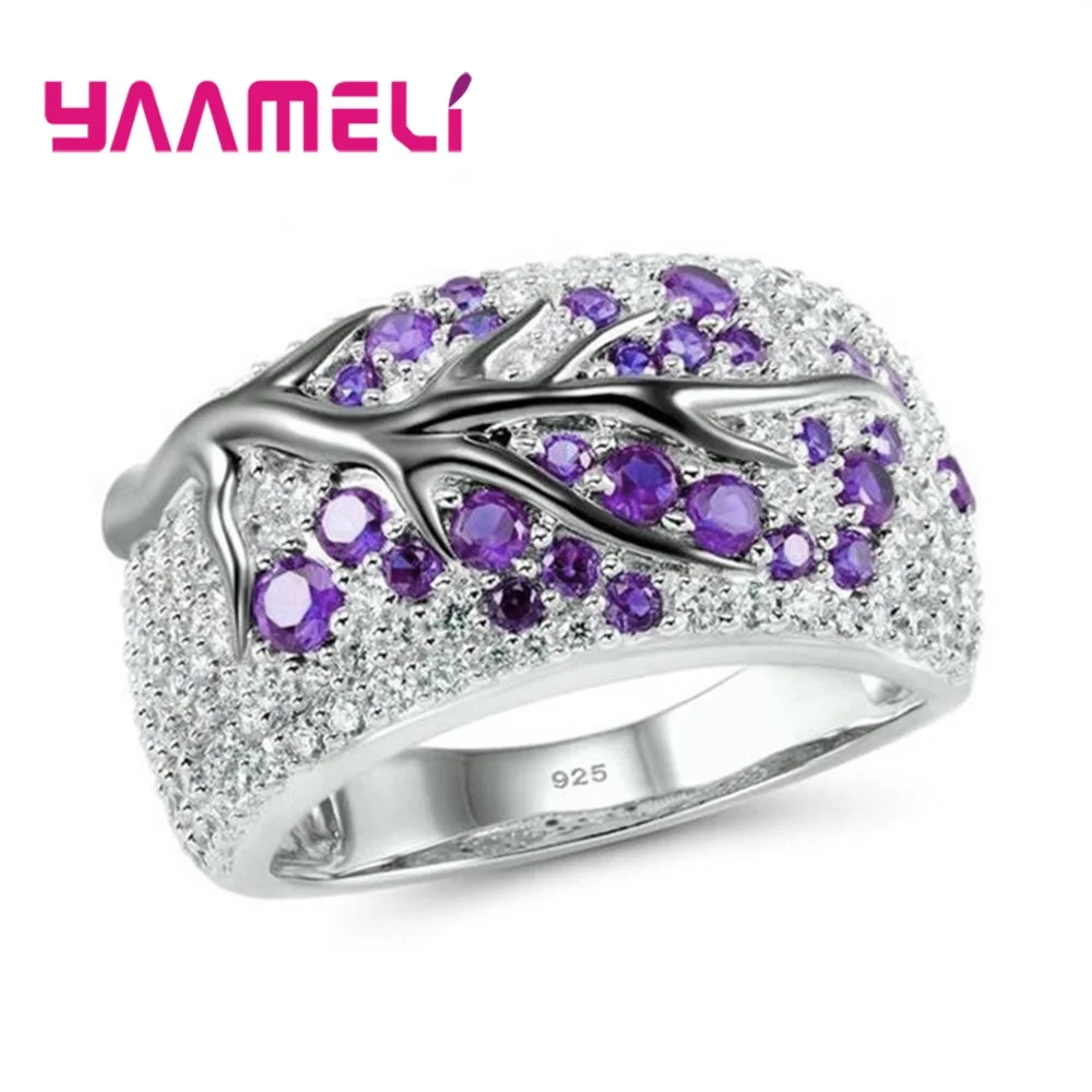 

Trend Fashion 925 Silver Wide Band Rings for Men Women Unisex Bague Tree of Life Cubic Zircon Inlay Paved Trendy Jewelry