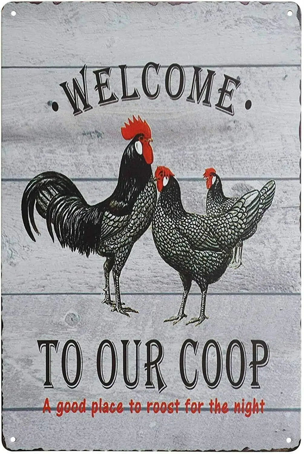 

Welcome to Our Coop Chicken Sign Retro Vintage Metal s Funny Novelty Coffee Shop Restroom Club Yard Garden Farm Wall Decor Poste