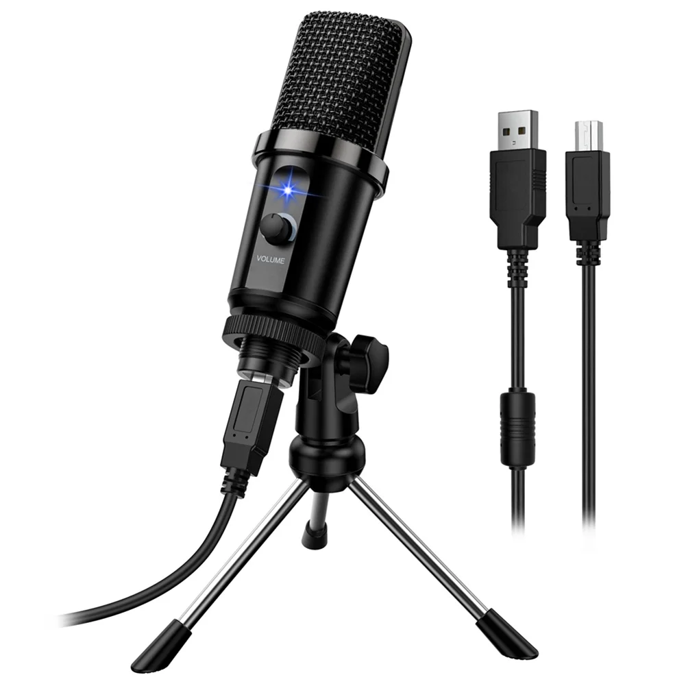 

USB компьютерный микрофон DM19, конденсаторный кардиоидный микрофон со штативом и подставкой, для игр, прямых трансляций, записи голоса
