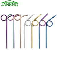 8pcs reusable drinking straw 96 loop shape colorful straw stainless steel straws brush bar accessor decoration party supplies
