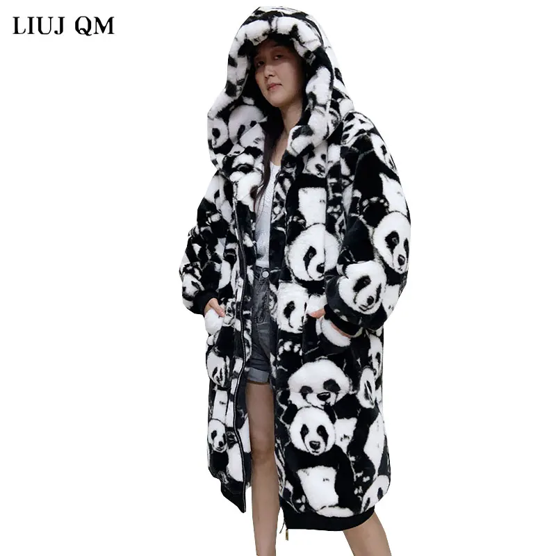 -20 Degrees Warm Winter Clothing Oversize Mink Fur Jacket Parkas Women Thick Hooded Faux Fur Coat Overcoat Luxury Plush Jackets