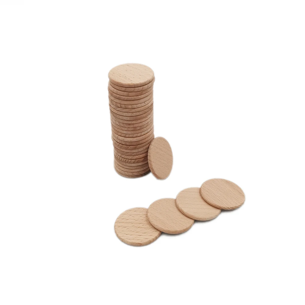 

100pcs 38mm Unfinished Round Wood Coins Slices Wooden Discs Pieces Circle Shapes Cutouts for Wedding Decor, DIY Art Craft