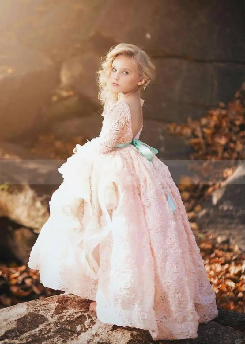 

Ball Gown Princess Dresses Lace Floral Ruffles Kids Pageant Gowns Birthday Party Dress Vestidos De Fiesta