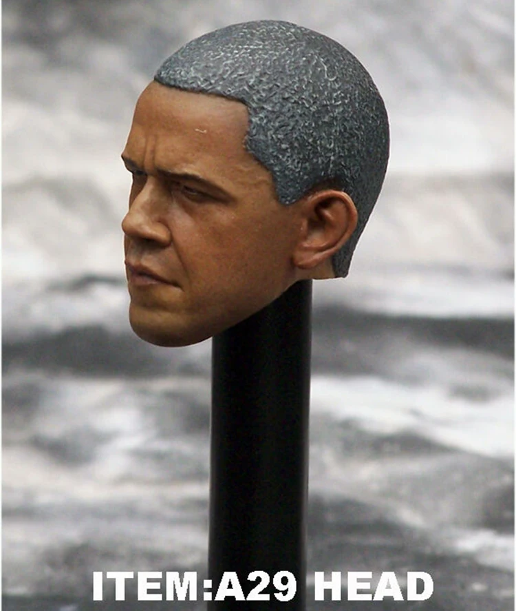 

Collectible In Stock 1/6 Scale US President Obama Male Head Sculpt Carving For 12" Action Figure Body