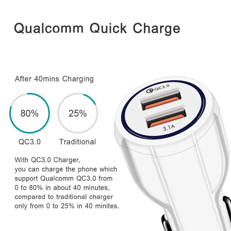 QC3.0 быстрое зарядное устройство автомобильное кабель для быстрой зарядки