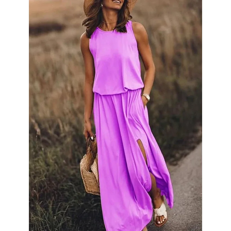 

5XL Plus Size Women Solid Long Dress Summer Casual Short Sleeve Slit Dress Ladies Dresses Loose Streetwear Clothing Vestidos