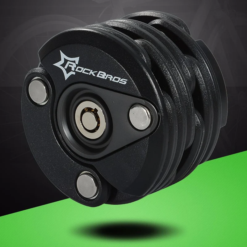 Велосипедный складной замок ROCKBROS мини на цепочке с системой Антивор сталь 4 цвета