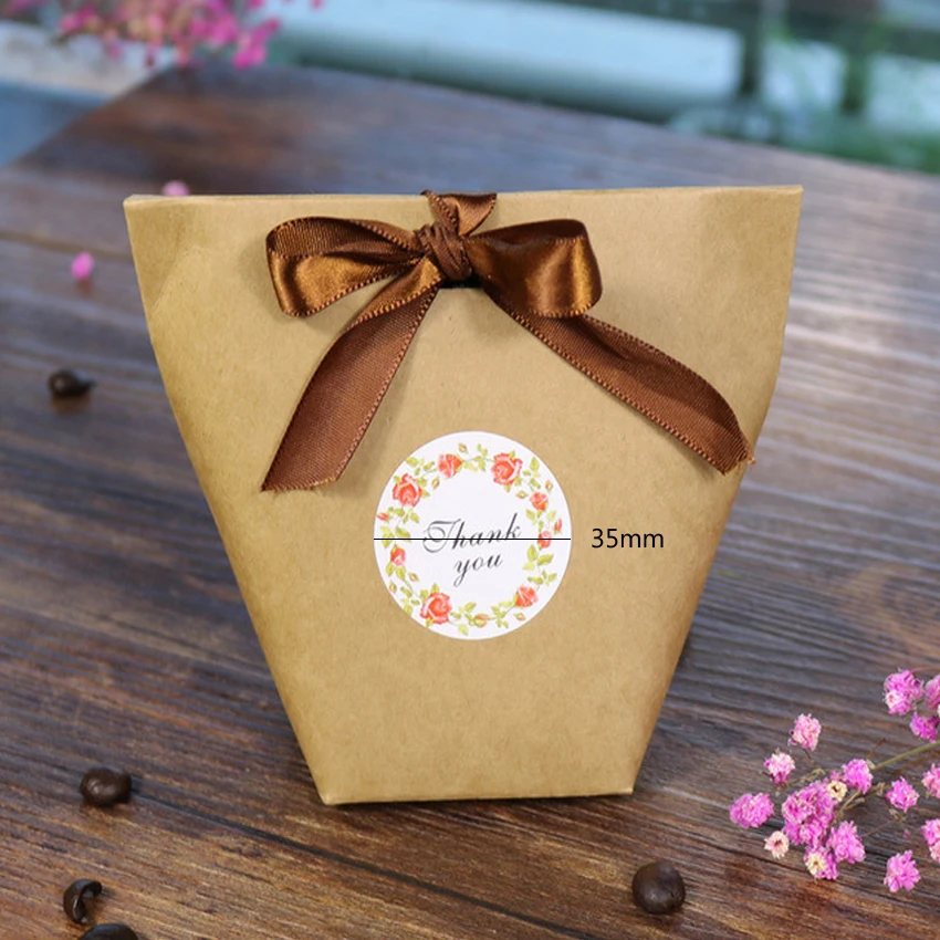 

1200pcs Round white wreath thank you sealing sticker Package Wedding Decoration Stationery free shipping