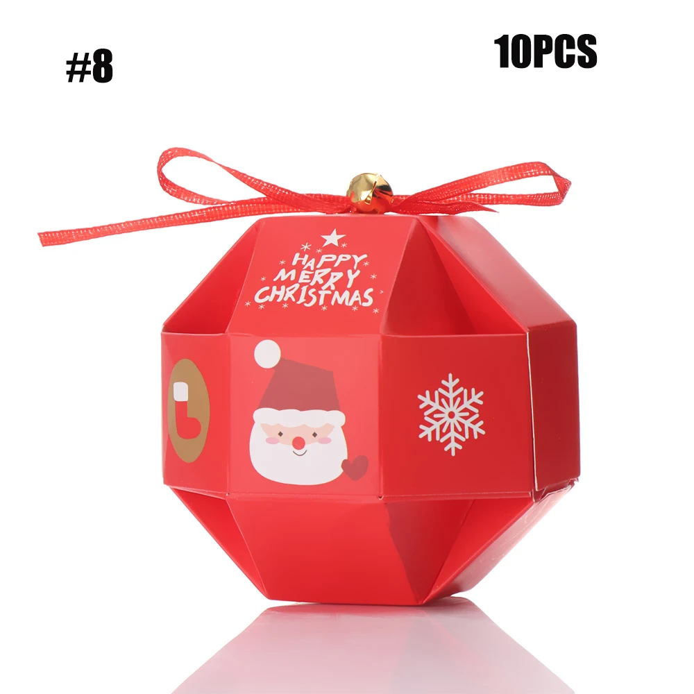8-10PCS 1/5/10 шт, рождественские полосатые Стиль Apple коробка специальный канун Рождества печенье коробка подарка упаковывая Коробка конфета в виде снеговика коробка - Цвет: 8-10PCS
