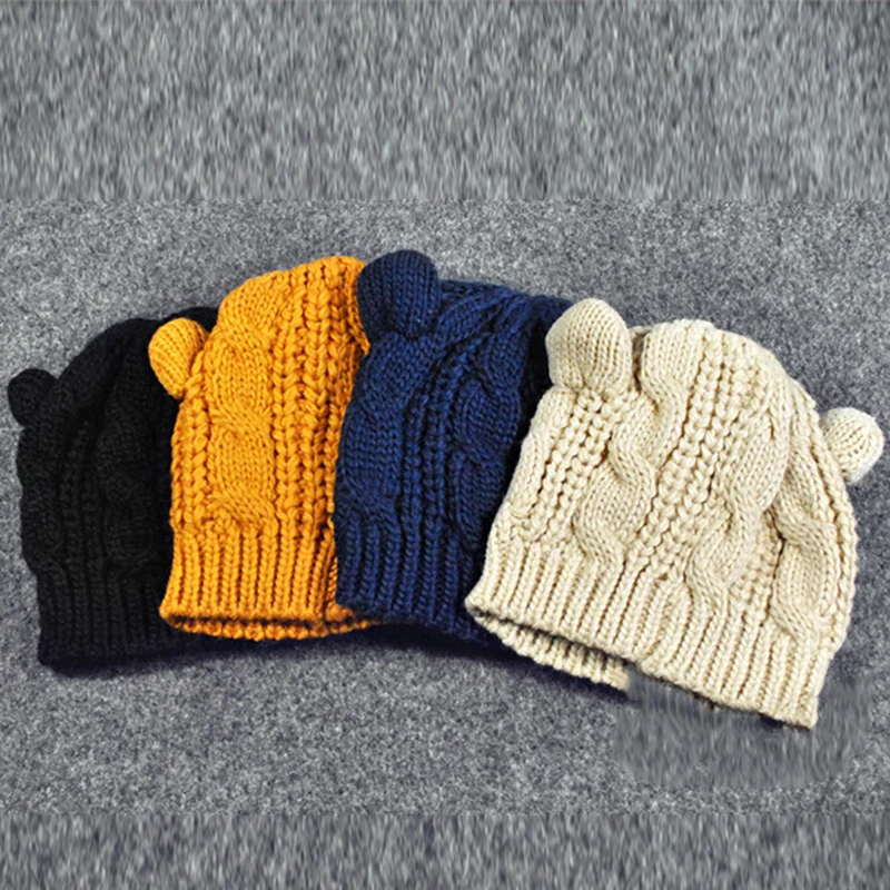 Для женщин Дьявол Рога кошачьи уши шапка бини вязанная крючком зима осень