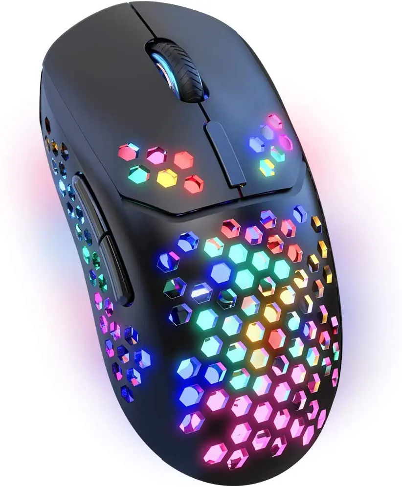 

СВЕТОДИОДНАЯ беспроводная мышь для ноутбука, перезаряжаемая беспроводная RGB мышь 2,4 ГГц с USB и приемником Type-c для ПК, дышащая