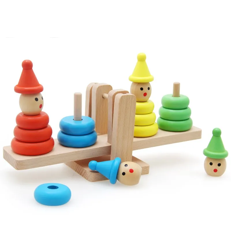 

Милые деревянные игрушки Монтессори, образовательные весы, развивающая тренировка и ощущения, радужная деревянная игрушка