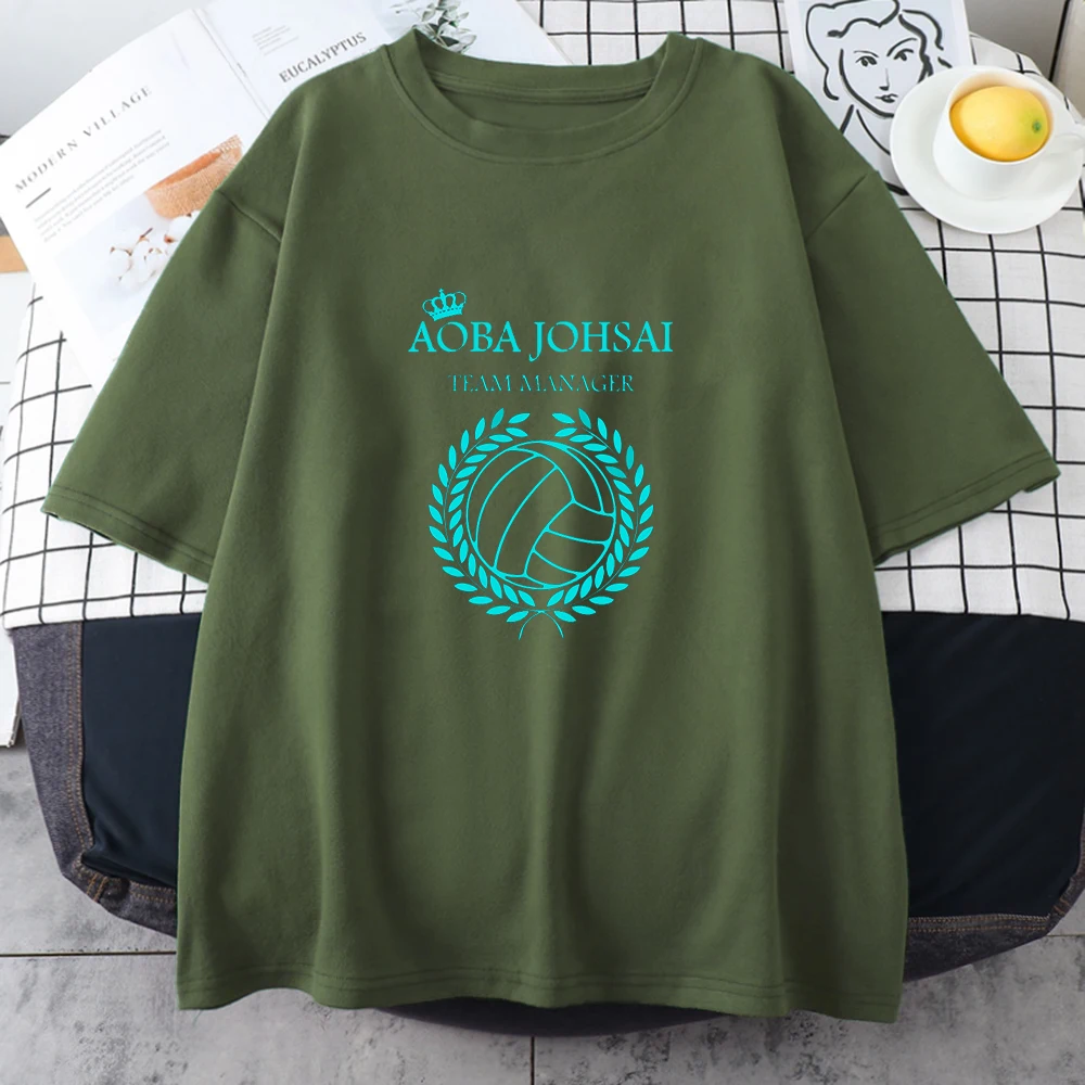 Футболка Haikyuu женская с волейбольным принтом свободная рубашка круглым вырезом в