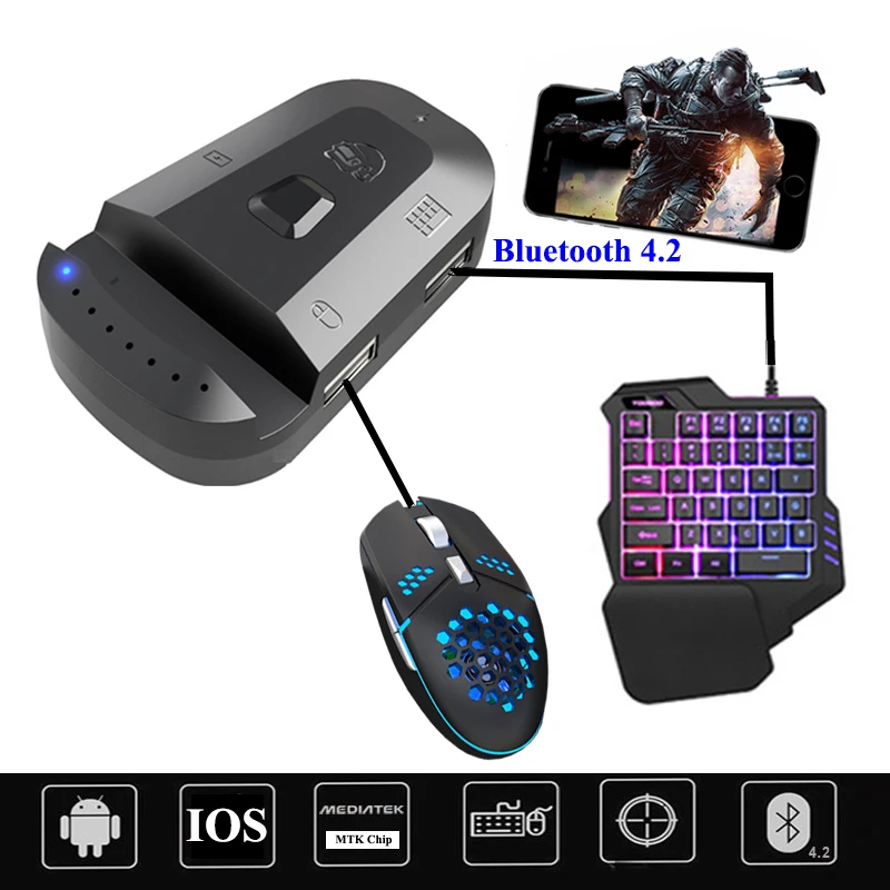 Конвертер для игрового контроллера PUBG USB-контроллер клавиатуры мыши IOS 13 4 ниже