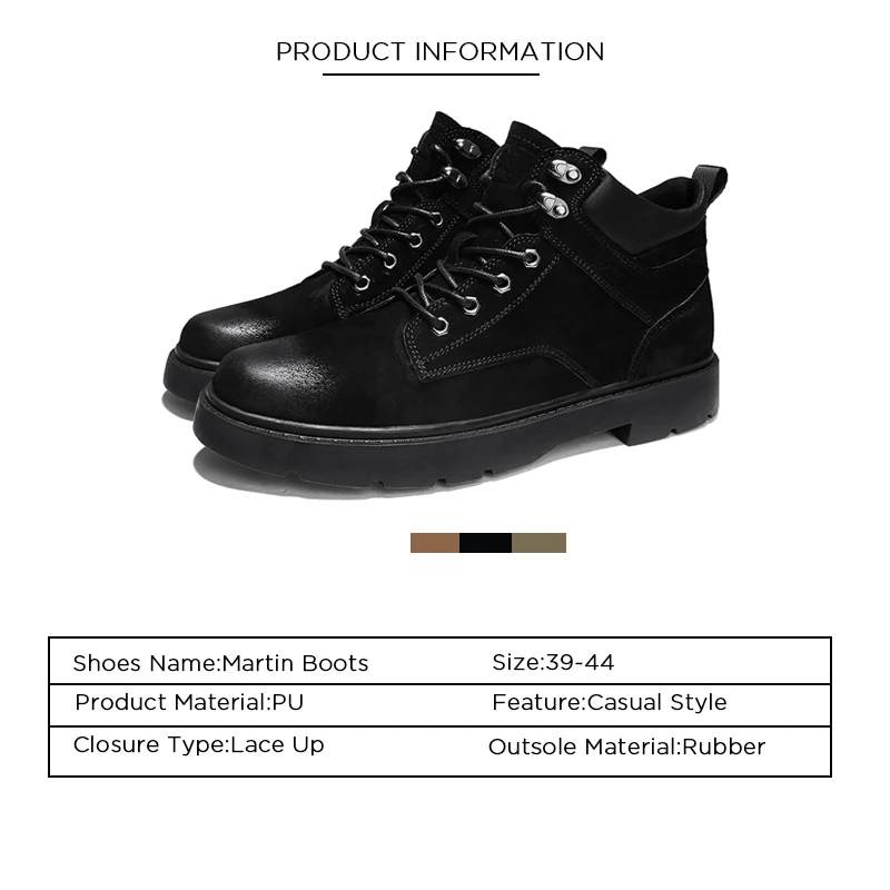BESCONE Men's Quality Martin Boots PU Winter Outdoors Footwear Casual Booties Anti-Skidding Hiking Shoes YX7837 | Обувь