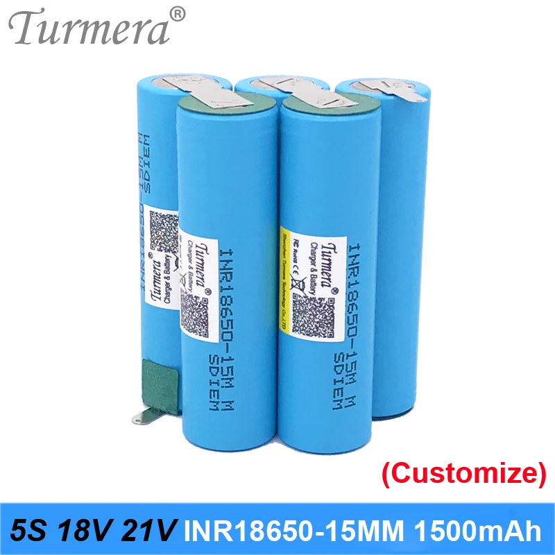 

5s 18v 21v аккумулятор 18650 pack inr18650-15mm 1500mah 25a сварочная батарея для отвертки батареи и пылесоса под заказ