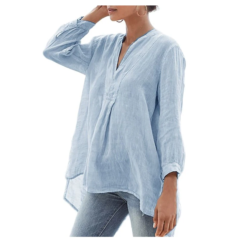 

Women's Tulle Solid Color Short Front And Long Back 9-Point Sleeve T-Shirt Casual Plus Size Soft Top V Neck Splicing T-Shirt