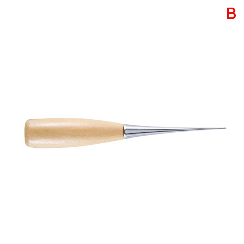 

1PCS Hole Punches Professional Cloth Awl Sewing Tool Hole Punching Leather Wood Handle Steel awl Craft Stitching Leather