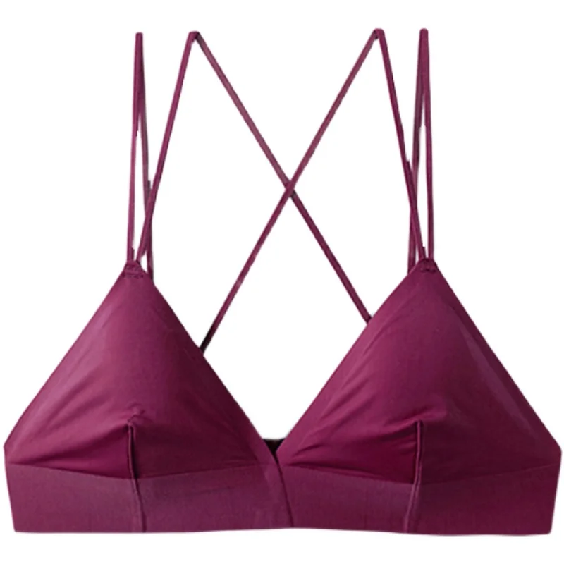 

Ice silk comfortable bra breathable and beautiful back one piece bralette without steel ring triangle cup underwear women