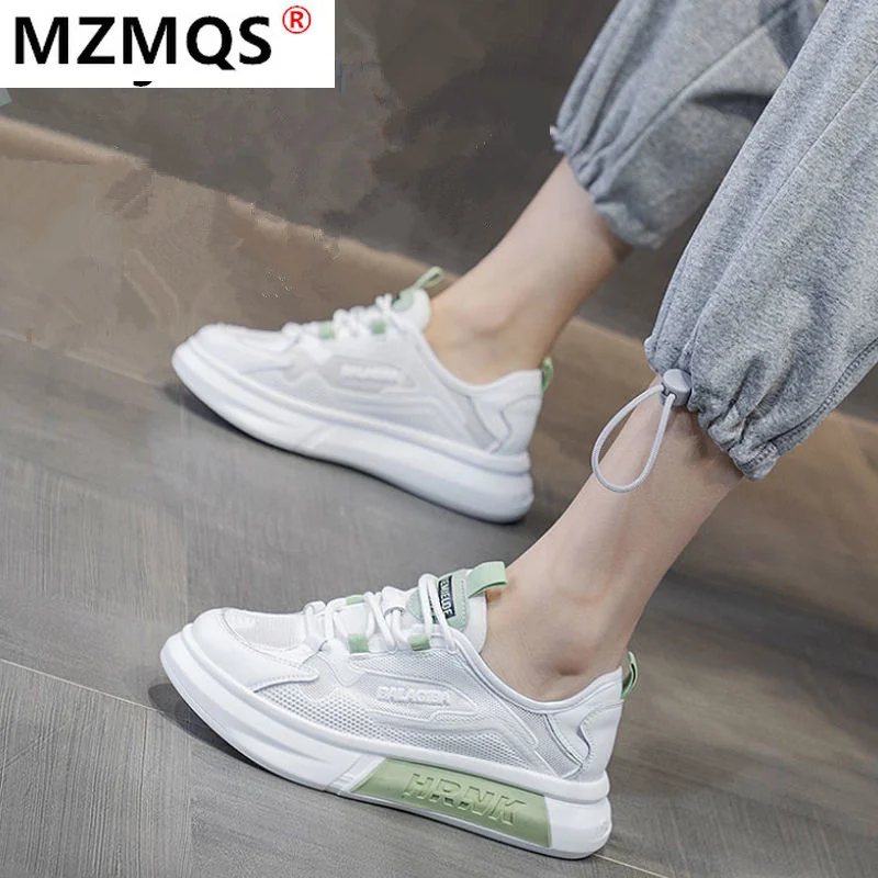 

Real Soft Leather Mesh Breathable White Shoes Spring 2021 New Fashion Women's Vulcanized Shoes Comfortable Casual Sneakers