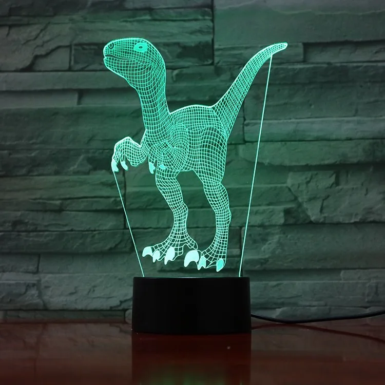 

Dinosaur Iguanodon 3d Clock Table Lamp Best Prensent for Kids Decoration Home Party 7 Colors Jurassic World Led Night Light