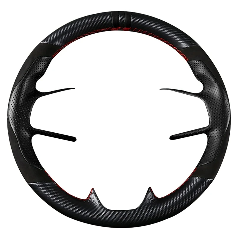 

Чехол на руль автомобиля, прошитый вручную, из углеродного волокна, кожаный замшевый чехол 38 см для Honda Civic 10 поколения 2016-2021