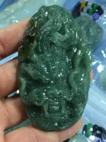 natural 7a myanmar jade a hand carved dragon emperor green jade necklace pendants men women jewelry jade necklaces men