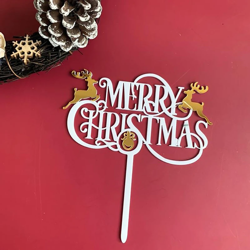 

Merry Christmas Acrylic Cake Topper Cupcake Topper For Xmas Cake Decorations