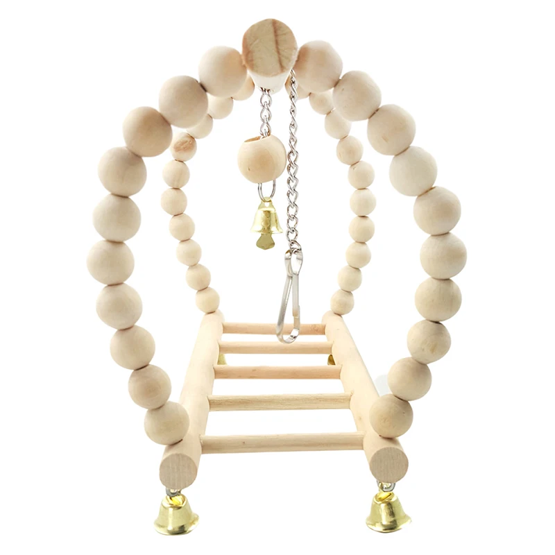 

Parrots Toys Bird Swing Exercise Climbing Hanging Ladder Bridge Wooden Origin Color Pet Parrot Macaw Hammock Bird Toy