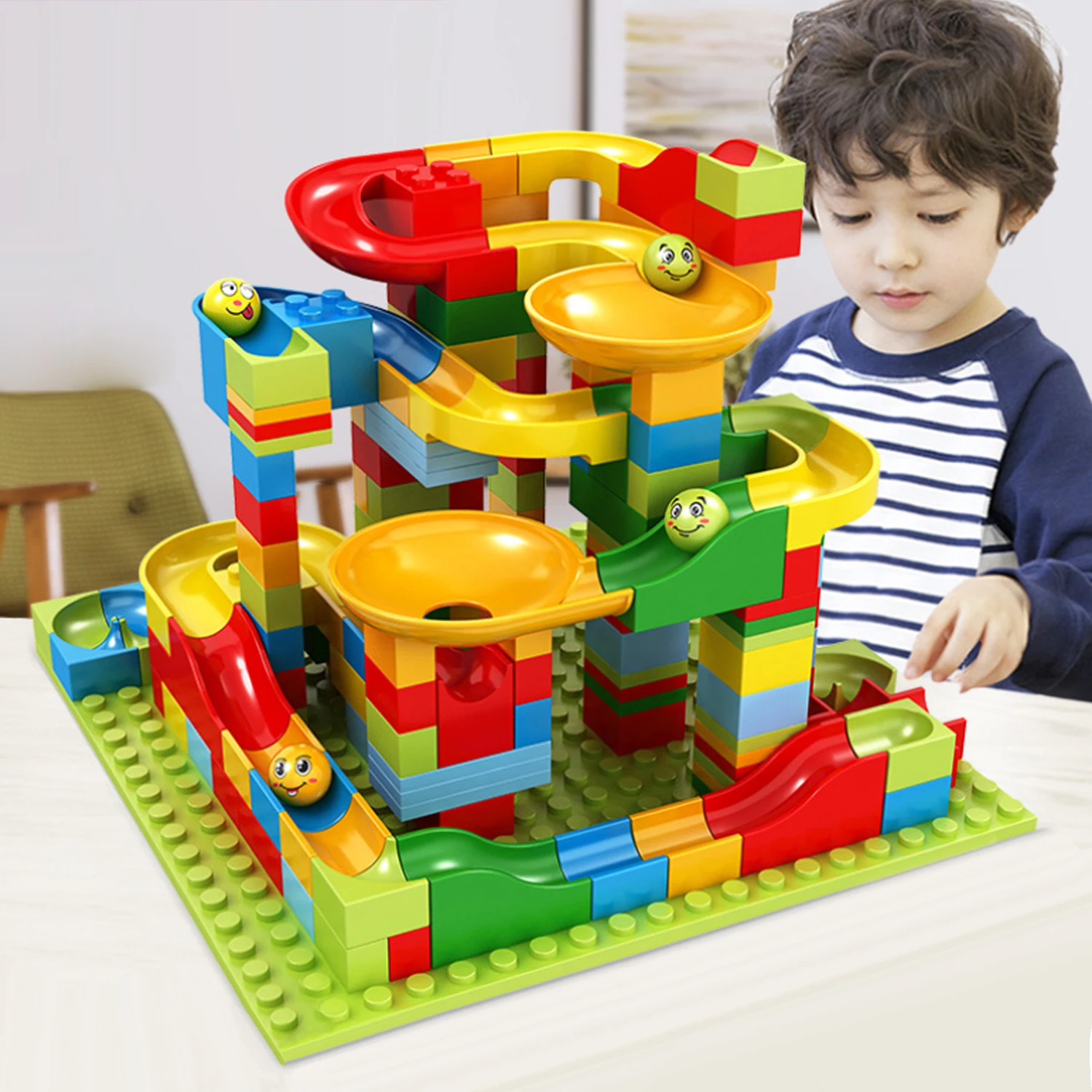 

Besegad 165PCS DIY Marble Race Building Blocks Run Maze Ball Track Funnel Slide Bricks Toy for Children Birthday Christmas Gift